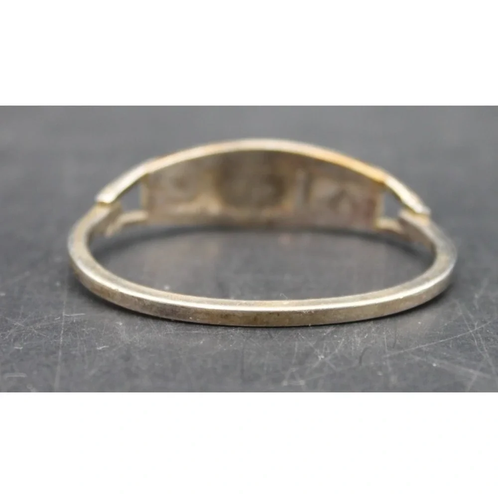 Vintage Mexico Sterling Silver Red Enamel Child Bangle Bracelet Mother of Pearl